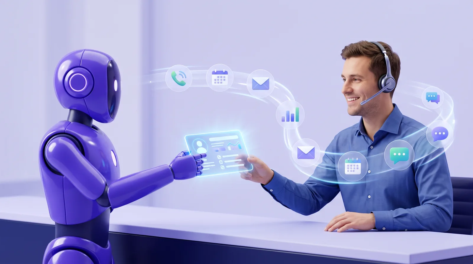 AI assistant handing off a qualified lead to a human sales rep