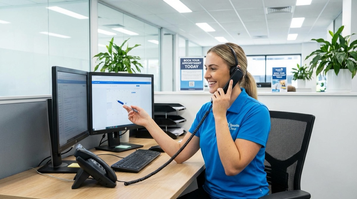 Cleaning service booking an appointment with a new client