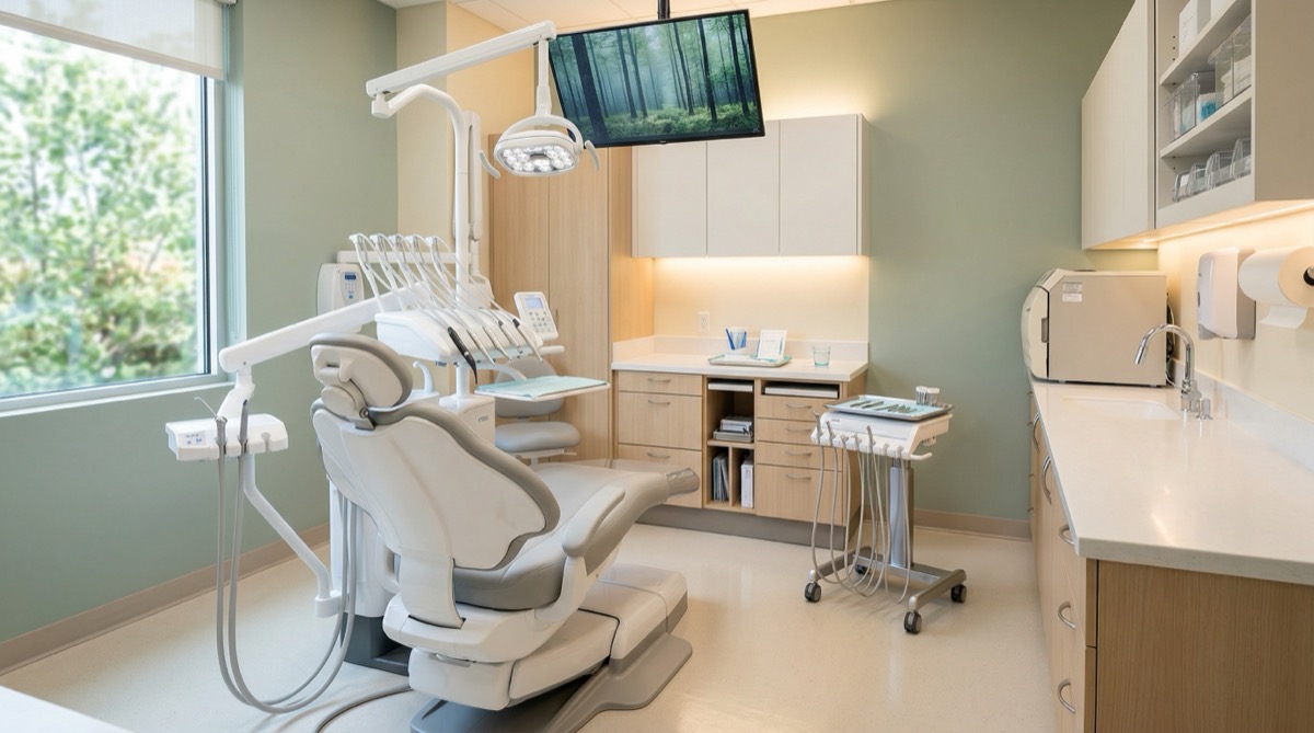 Dental hygiene room with modern equipment