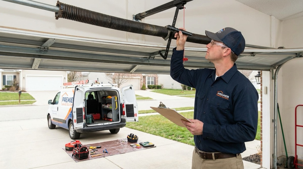 Garage door technician confirming appointment with homeowner