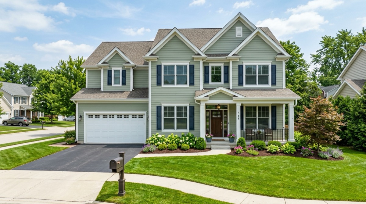 New fiber cement siding installation on a two story residential home exterior